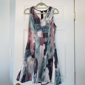 Mossimo Light Blue & Pink Knee Length Dress